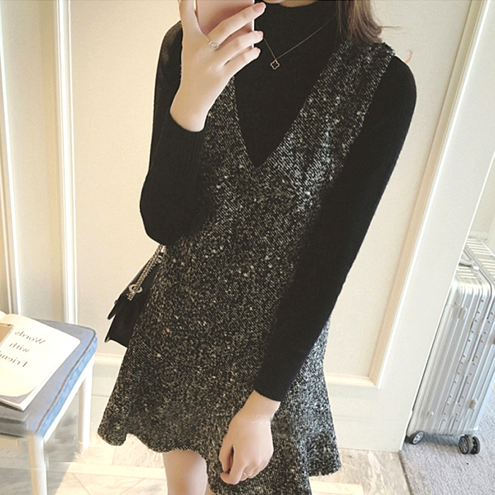 背心毛衣裙怎么搭,针织背心裙秋季搭配