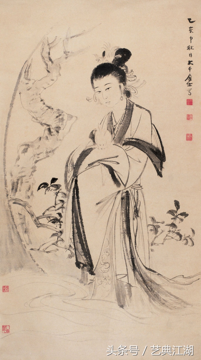 中国历代绘画大师长卷经典仕女图,国画大师的仕女图精品