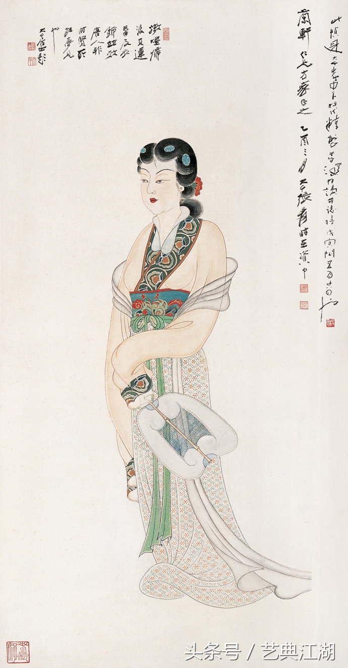 中国历代绘画大师长卷经典仕女图,国画大师的仕女图精品