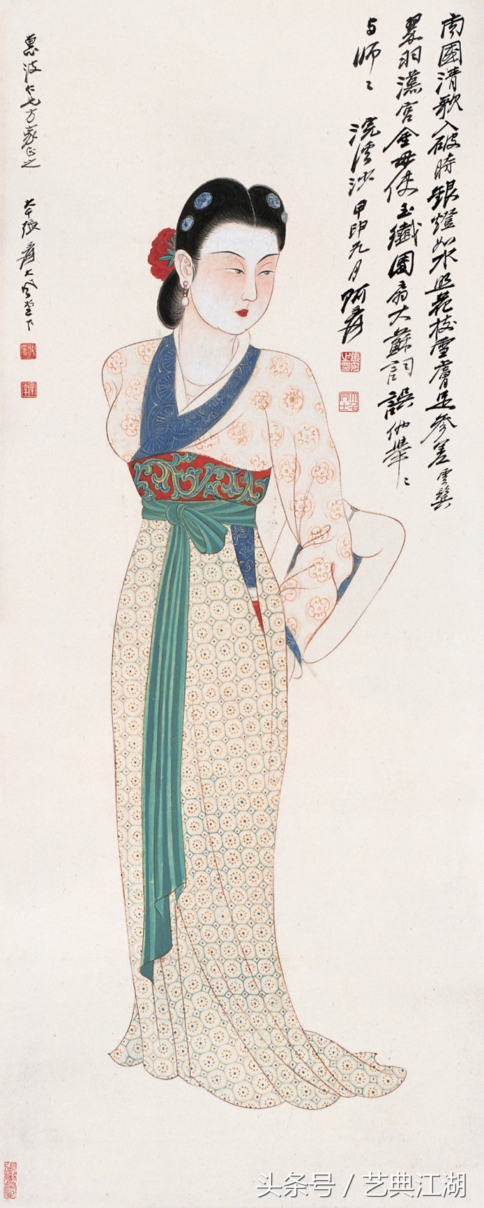 中国历代绘画大师长卷经典仕女图,国画大师的仕女图精品