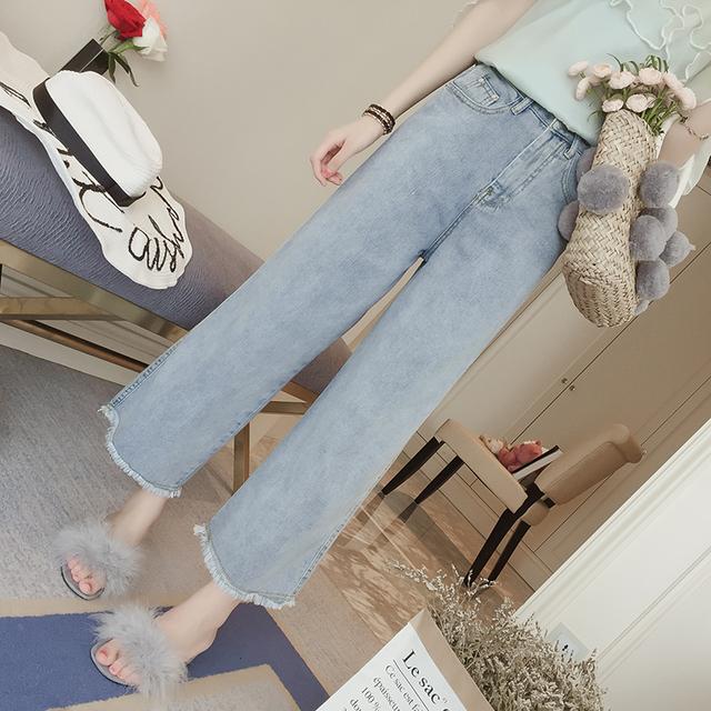 减龄穿搭夏季宽牛仔裤,牛仔裤夏搭雪纺衫