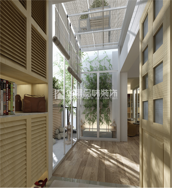 连廊天井南北通透,采光天井连通客厅