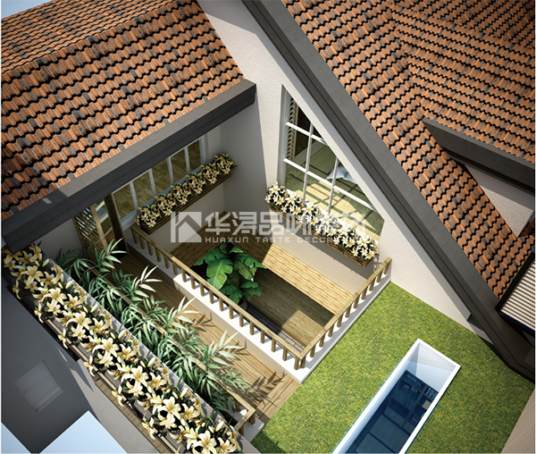 连廊天井南北通透,采光天井连通客厅