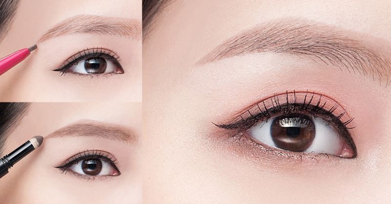 好看的单眼皮粉色眼影,粉红色眼影迷人的眼神