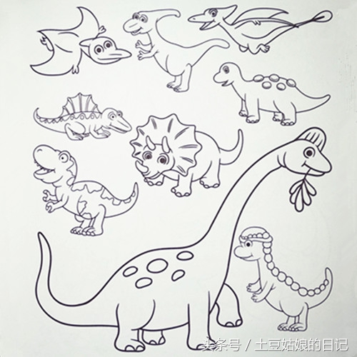 土豆姑娘的日记027-简笔画之森林里的动物朋友们3（蜗牛恐龙）