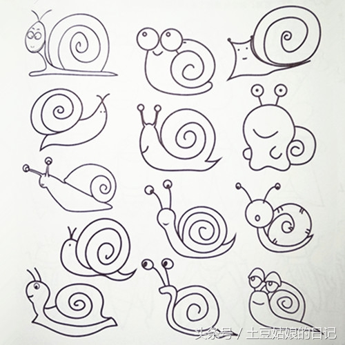 土豆姑娘的日记027-简笔画之森林里的动物朋友们3（蜗牛恐龙）