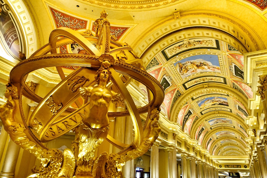 澳门威尼斯金碧辉煌吗,澳门威尼斯人金碧辉煌的大堂长廊