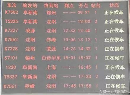 阜新南站列车最新消息,最新阜新南站普快列车表