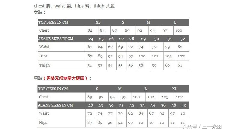 衣服的尺寸怎么换算的,衣服的尺寸怎么换算