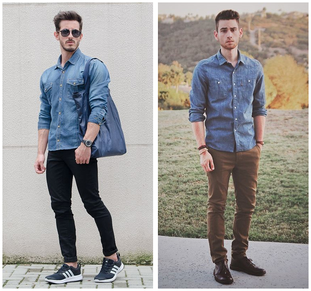 牛仔衬衫怎么搭配才能时髦又有型,牛仔衬衫整个穿搭都变得更高级了