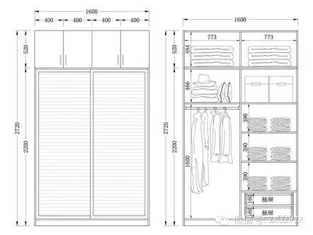 衣柜结构图草图,衣柜经典实用结构图