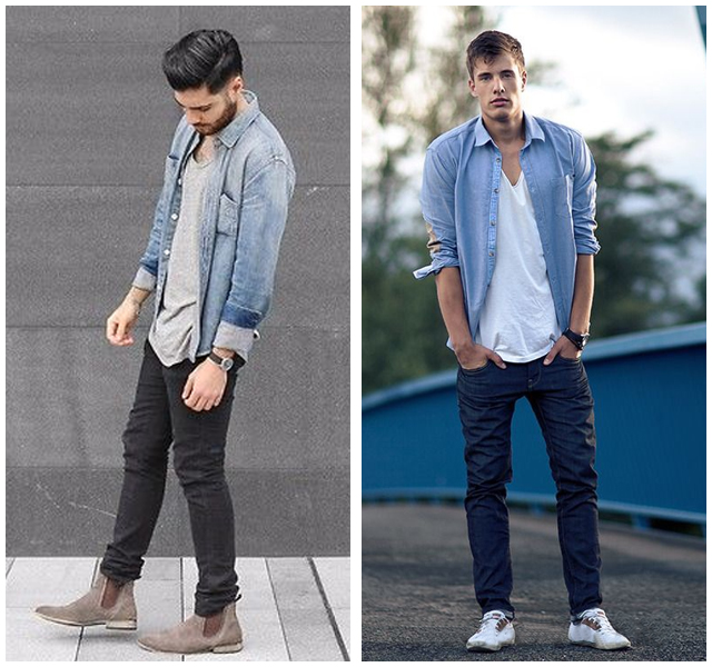 牛仔衬衫怎么搭配才能时髦又有型,牛仔衬衫整个穿搭都变得更高级了