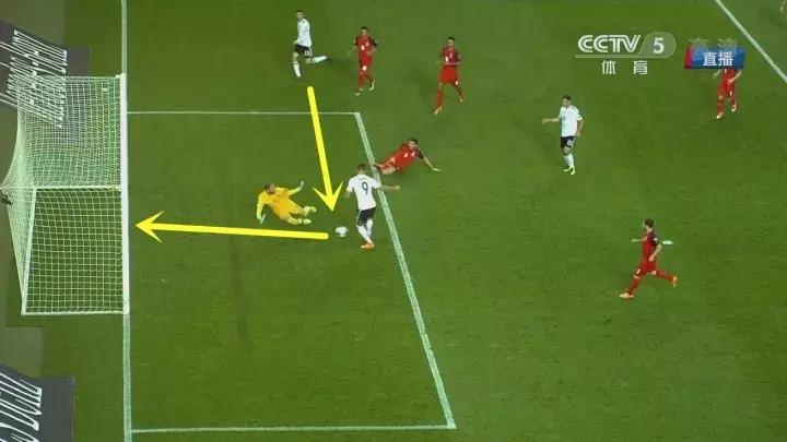 同样可以把球传到球门里，这样的德国队换上红色的衣服就是西班牙