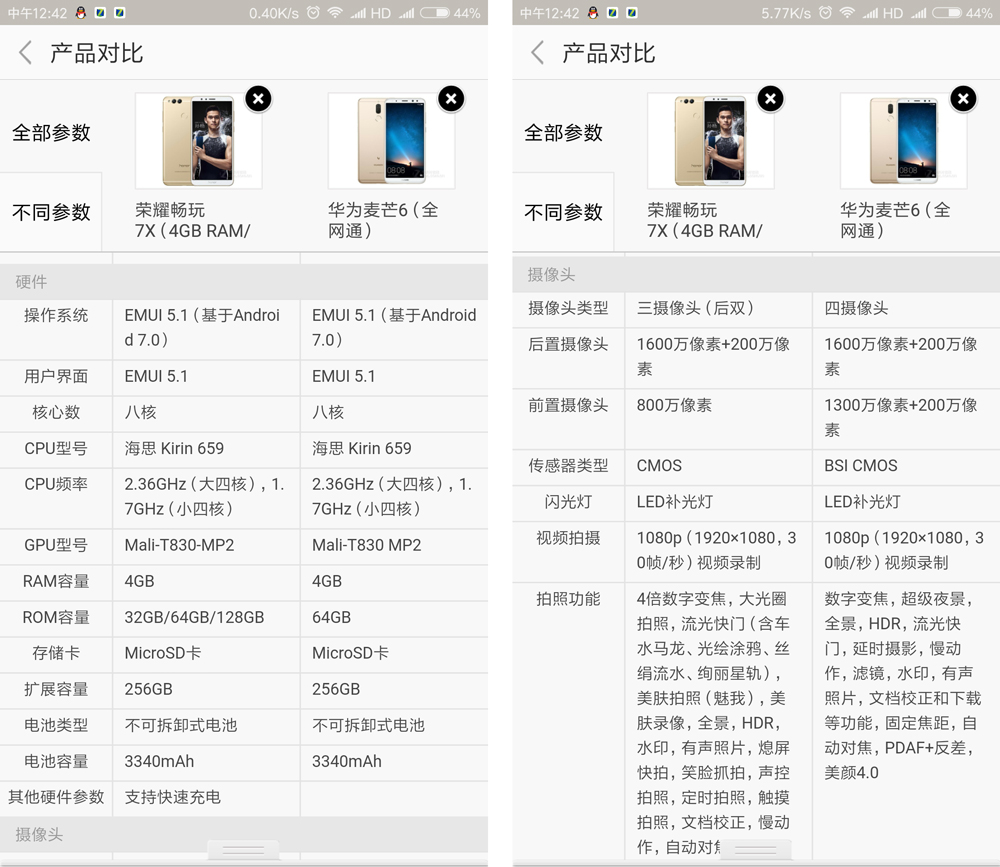 华为手机光荣7x和6x,华为麦芒6光荣7x哪个好