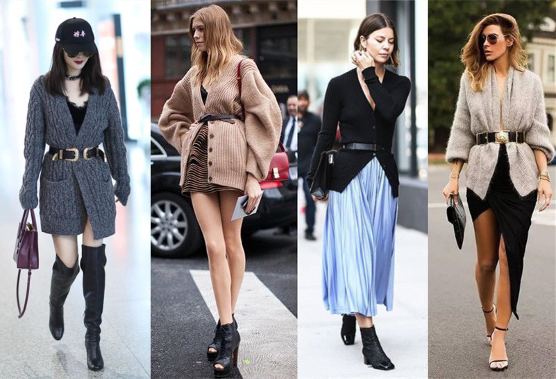 针织开衫搭配连衣裙的叠穿方法,短款浅驼色针织开衫冬季叠穿