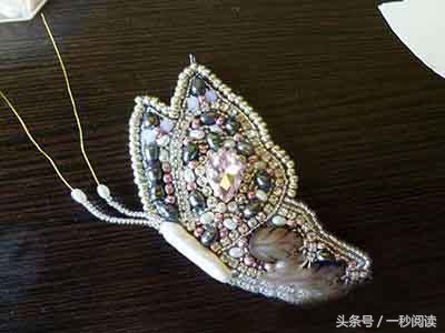 淡水珍珠串珠蝴蝶,羽毛串珠珍珠胸针