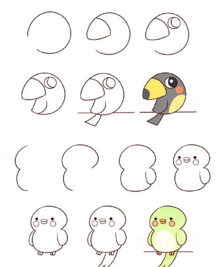 十种鸟类简笔画你看过吗？孔雀鸵鸟猫头鹰都在这里，快收藏教孩子