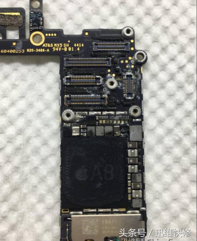 苹果6主板进水腐蚀维修,手机进水腐蚀主板