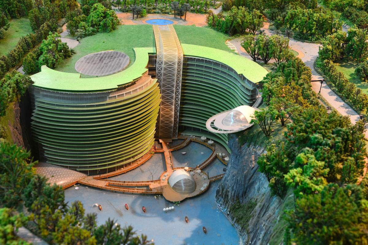 中国首创深坑酒店,世界首个深坑酒店高清图