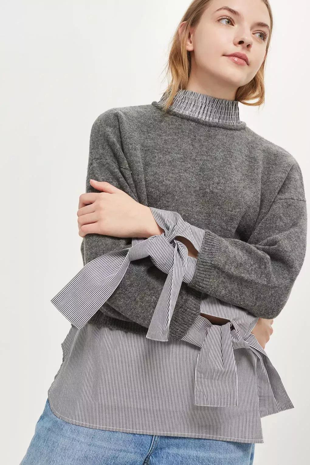 冬天纯色毛衣的高级穿搭,秋冬人手一件的毛衣怎么穿更好看