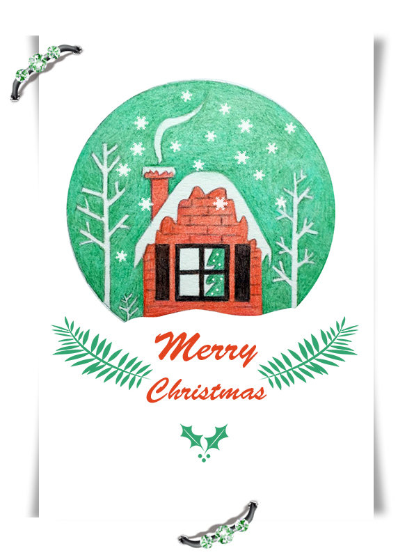 圣诞节为主题的彩铅画,彩铅画卡通人物小熊圣诞节