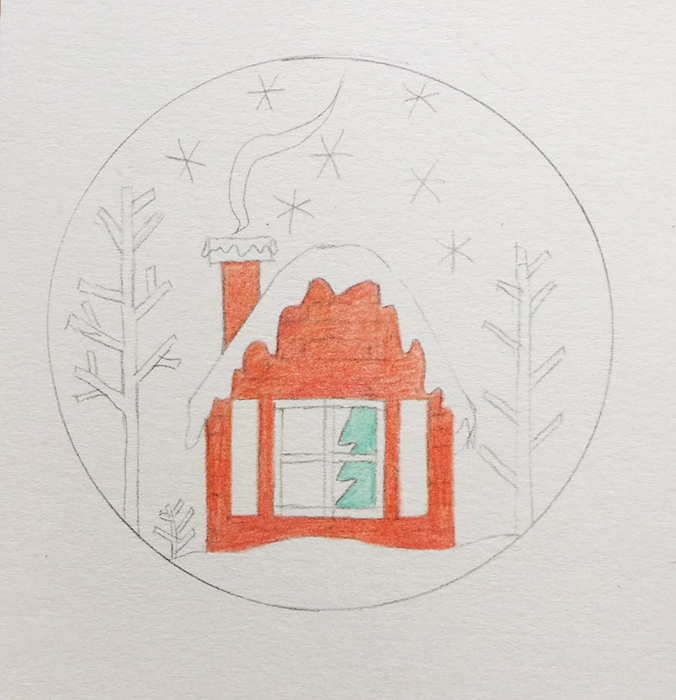 圣诞节为主题的彩铅画,彩铅画卡通人物小熊圣诞节