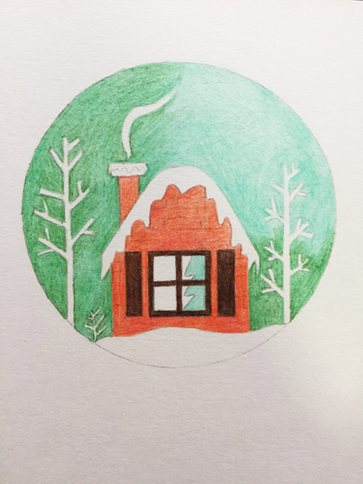 圣诞节为主题的彩铅画,彩铅画卡通人物小熊圣诞节