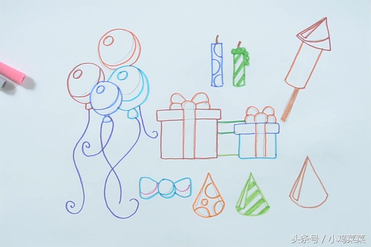 圣诞节树和圣诞礼物的简笔画,儿童简笔画圣诞礼物堆