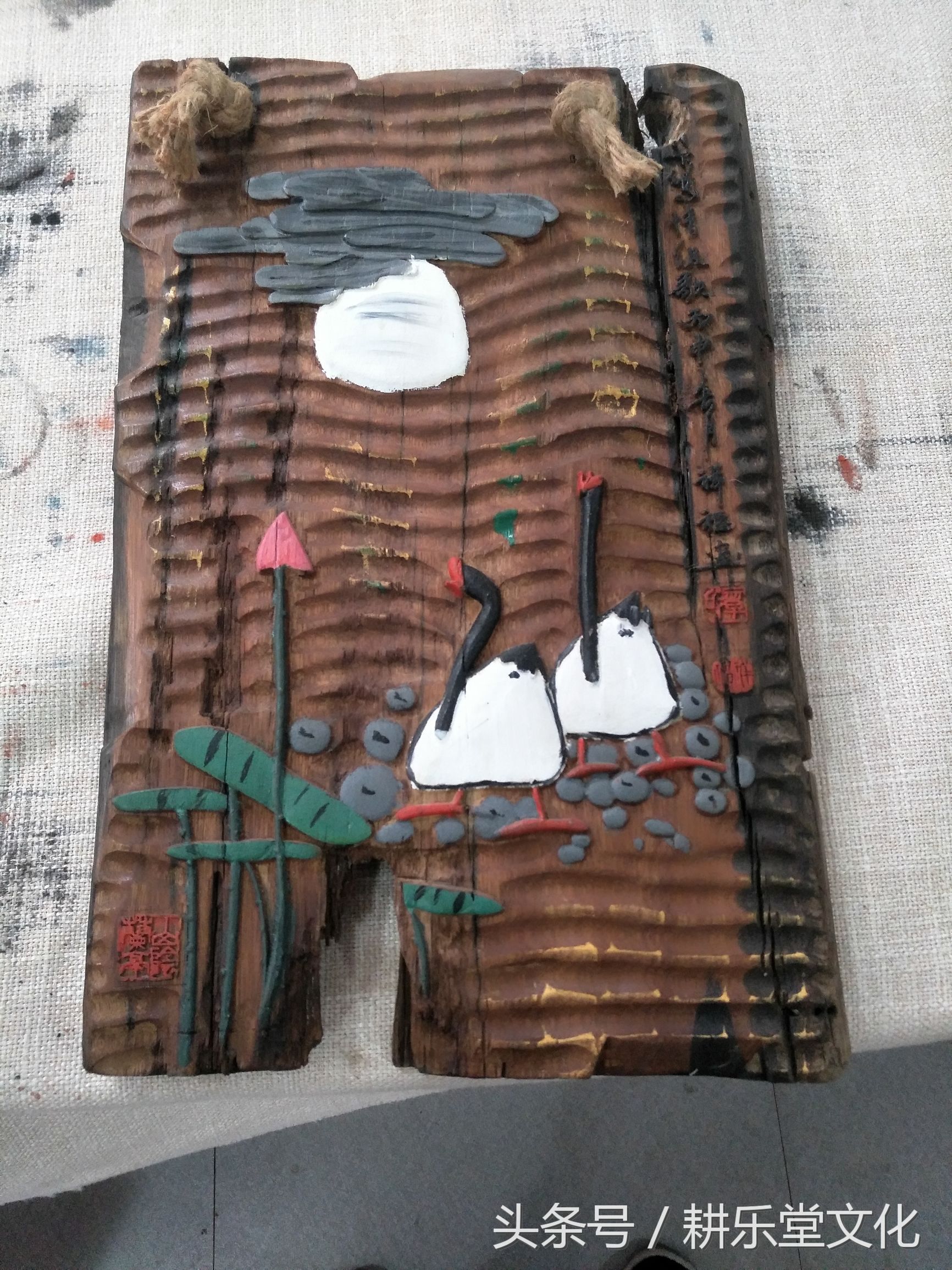 老船木山水雕刻,百年老船木雕刻