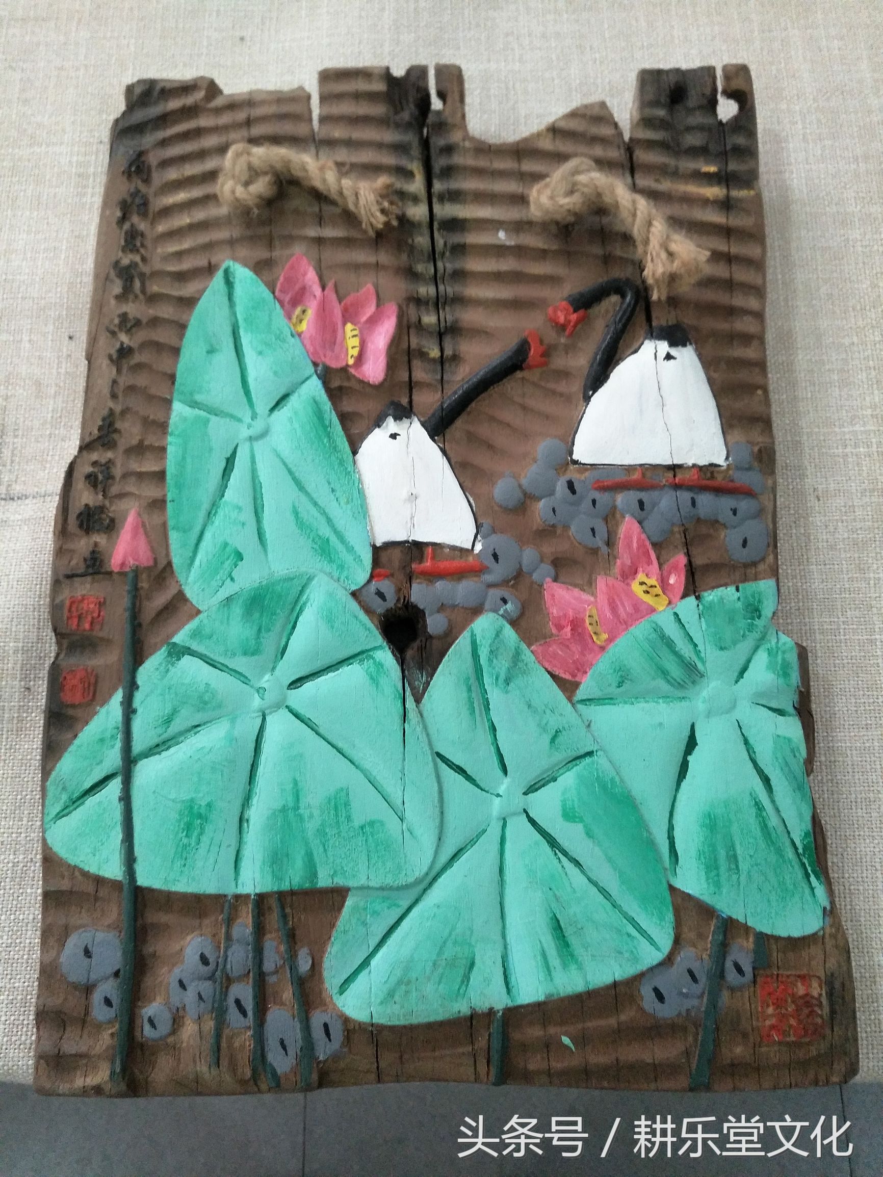 老船木山水雕刻,百年老船木雕刻