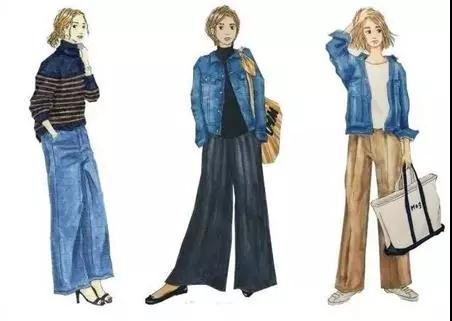 18套值得借鉴的的日常手绘穿搭,冬季穿搭手绘插画