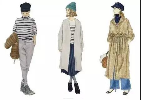 18套值得借鉴的的日常手绘穿搭,冬季穿搭手绘插画