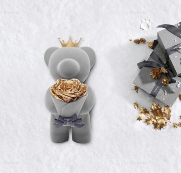 爱满圣诞金色加冕roseonly推出限量款金熊