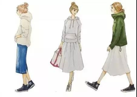 18套值得借鉴的的日常手绘穿搭,冬季穿搭手绘插画