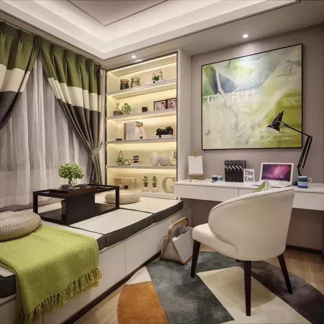 现代简约三室二厅两卫装修效果图,80平米两室一厅现代简约风简装图