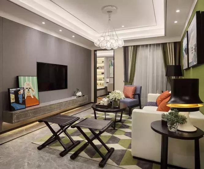 现代简约三室二厅两卫装修效果图,80平米两室一厅现代简约风简装图