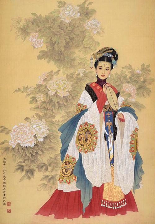 国画名家杨淑涛工笔仕女画欣赏,赵国经工笔仕女画作品欣赏