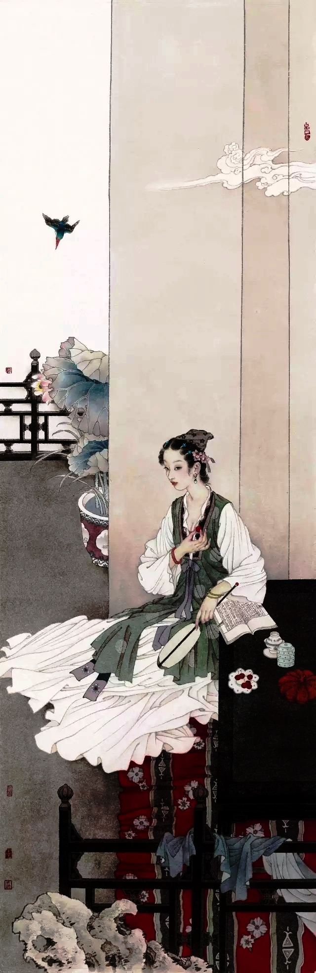 国画名家杨淑涛工笔仕女画欣赏,赵国经工笔仕女画作品欣赏