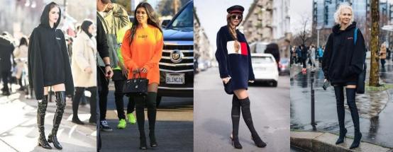 杨幂黑色抹胸过膝长靴,杨幂过膝长靴搭配