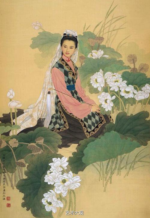 国画名家杨淑涛工笔仕女画欣赏,赵国经工笔仕女画作品欣赏