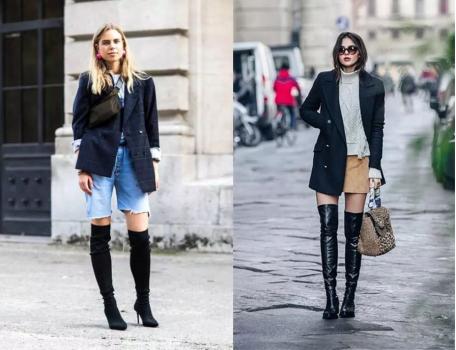 杨幂黑色抹胸过膝长靴,杨幂过膝长靴搭配