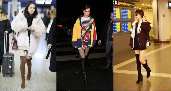 杨幂黑色抹胸过膝长靴,杨幂过膝长靴搭配