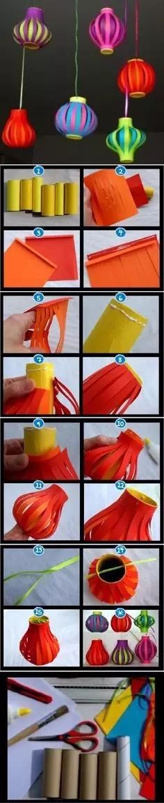 元宵节纸艺小灯笼手工制作教程,幼儿园最简单手工元宵大灯笼