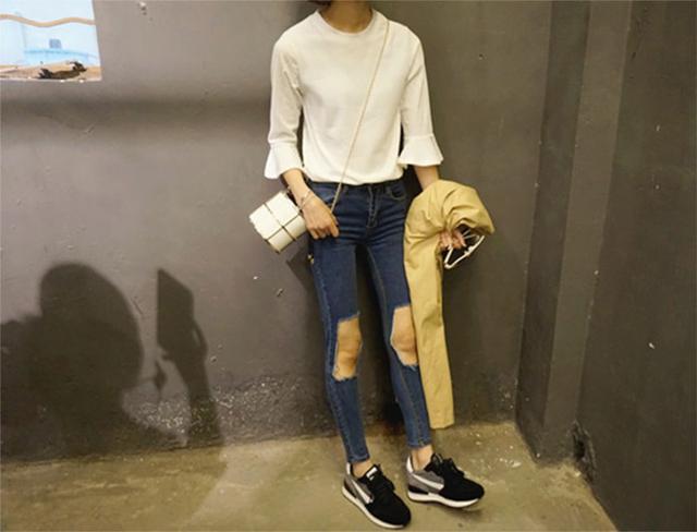 高街破洞牛仔九分裤,美式高街破洞牛仔裤谁穿谁好看