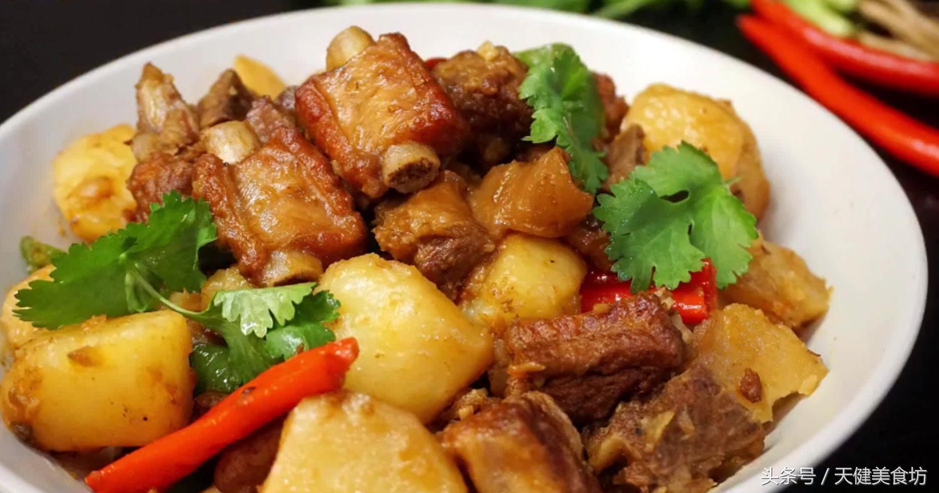 土豆烧排骨超级下饭的家常菜,黄豆酱土豆烧排骨家常做法不辣的