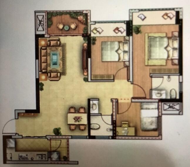 室内77平方三房小户型原木风,原木风格三房简单大气