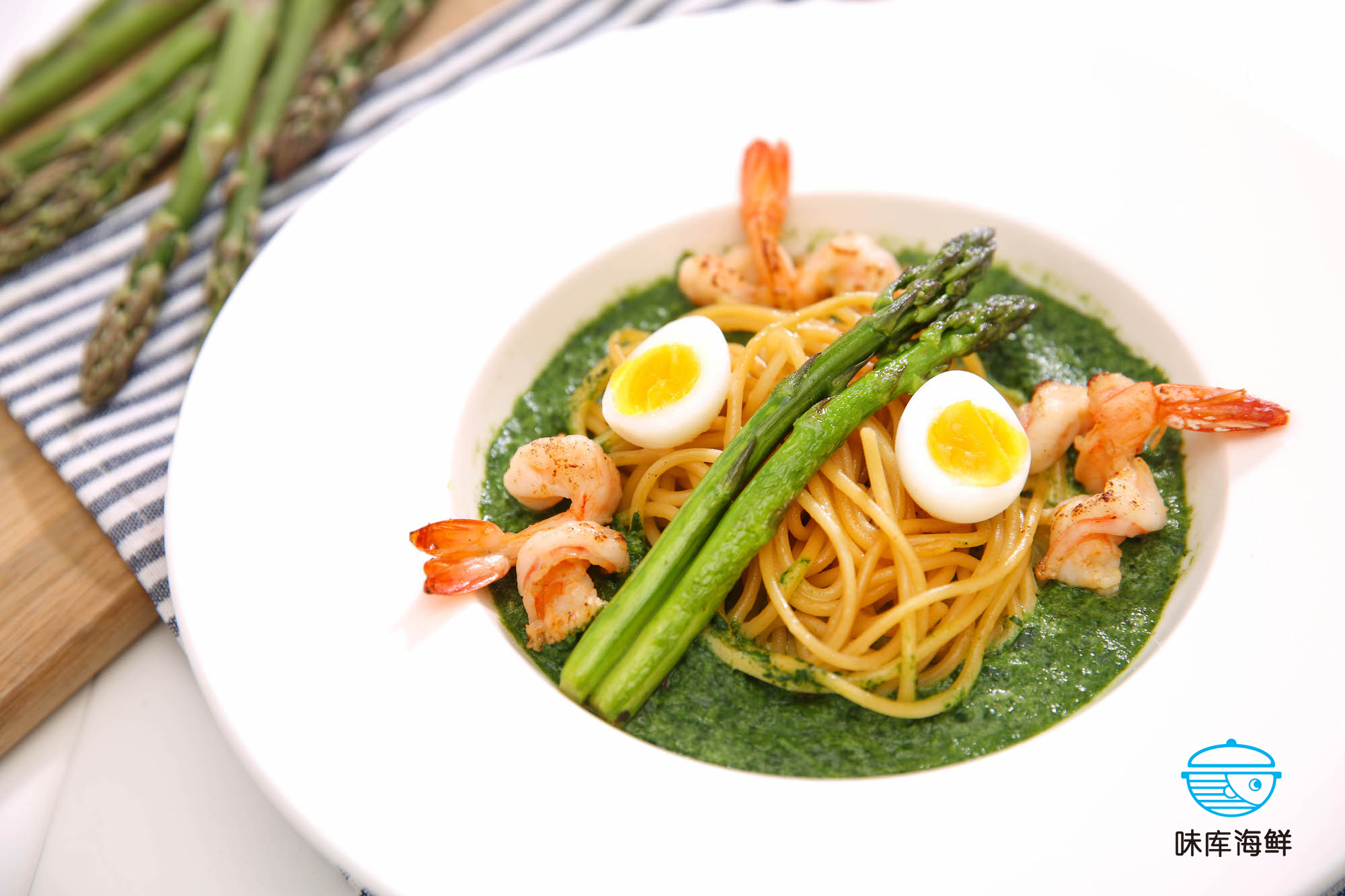 意式奶油蒜香虾意面,奶油柠檬汁虾意面