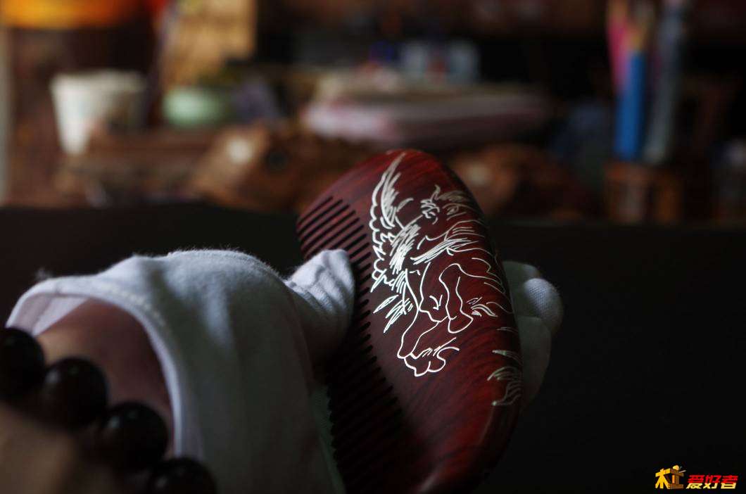 印度小叶紫檀镶银丝,小叶紫檀木梳嵌银丝