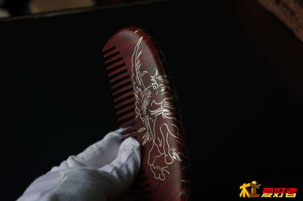 印度小叶紫檀镶银丝,小叶紫檀木梳嵌银丝