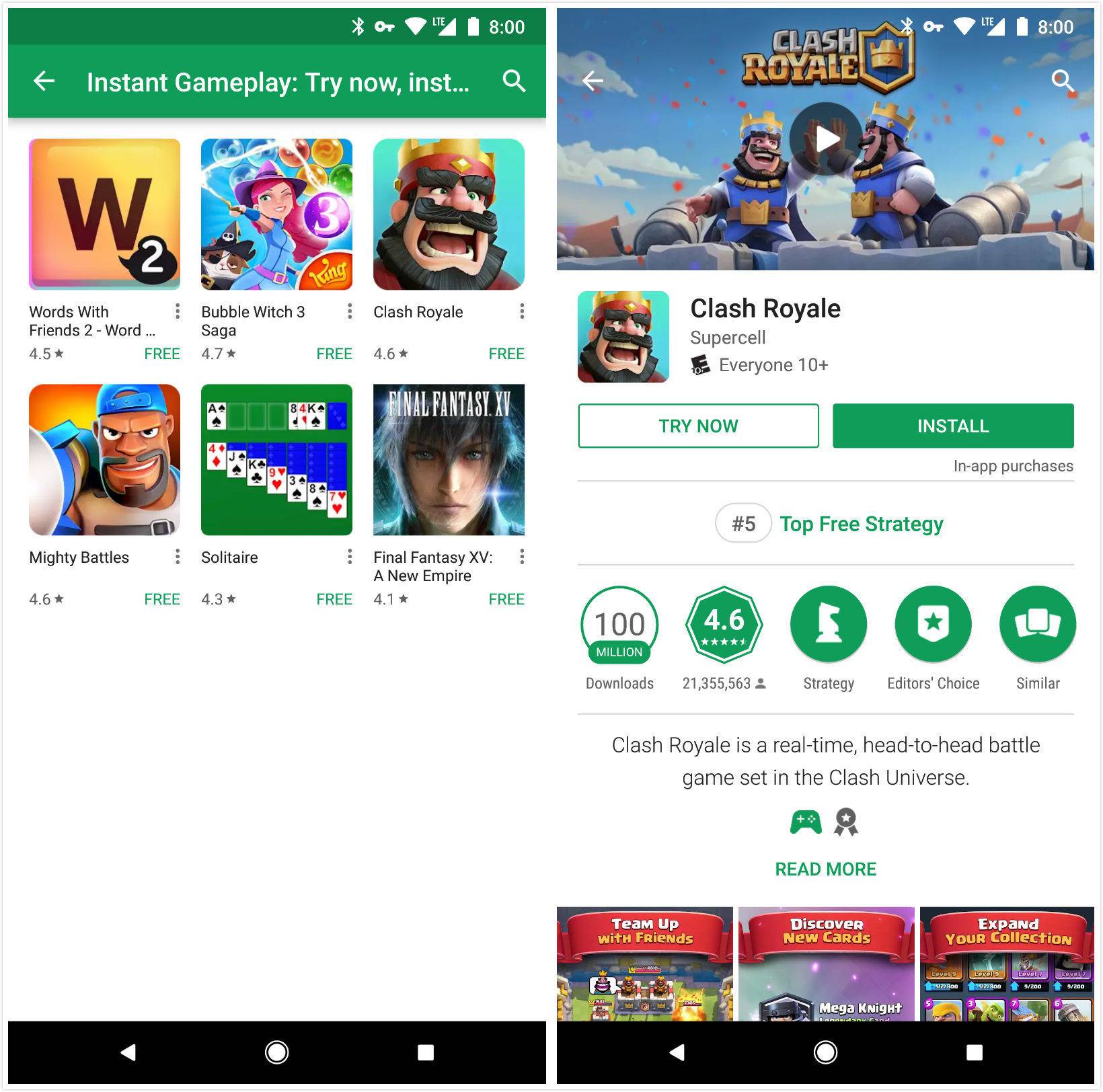 Google即时应用支持游戏了，可以先试玩再*载下**